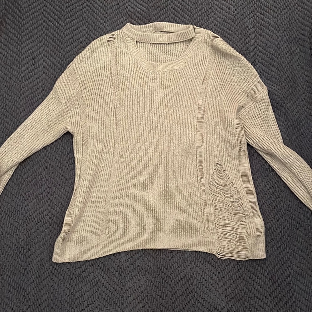 Gray lush sweater with rips